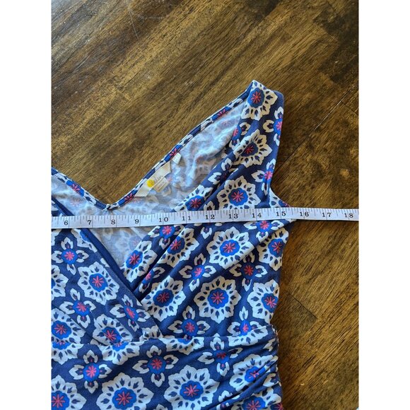 Boden Blue Sleeveless V-neck Mini Dress 4R Jersey Knit Pockets Knee Length Aline - Picture 8 of 11